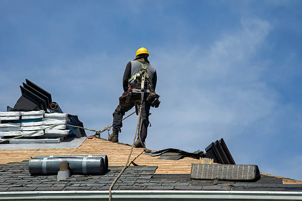 Professional Gutter Installation technician working in Bethel, NY